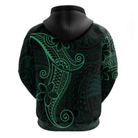 Black Green Polynesian Tribal Zip Hoodie - Polynesian Pride