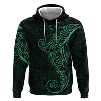 Black Green Polynesian Tribal Zip Hoodie - Polynesian Pride