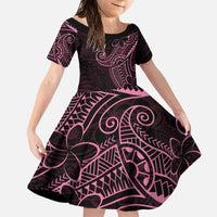Black Pink Polynesian Tribal Family Matching Off The Shoulder Long Sleeve Dress and Hawaiian Shirt - Polynesian Pride
