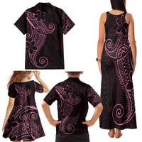 Black Pink Polynesian Tribal Family Matching Tank Maxi Dress and Hawaiian Shirt - Polynesian Pride
