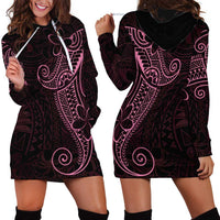Black Pink Polynesian Tribal Hoodie Dress - Polynesian Pride