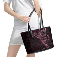 Black Pink Polynesian Tribal Leather Tote Bag - Polynesian Pride
