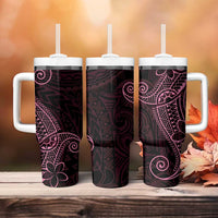 Black Pink Polynesian Tribal Tumbler With Handle - Polynesian Pride