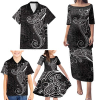 Black White Polynesian Tribal Family Matching Puletasi and Hawaiian Shirt - Polynesian Pride