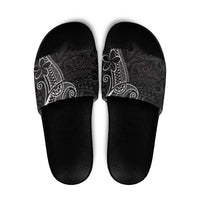Black White Polynesian Tribal Slide Sandals - Polynesian Pride