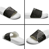 Black White Polynesian Tribal Slide Sandals - Polynesian Pride