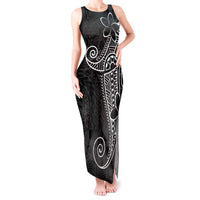 Black White Polynesian Tribal Tank Maxi Dress LT9 Women White - Polynesian Pride