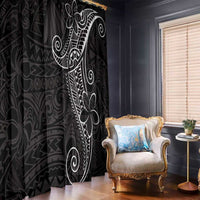 Black White Polynesian Tribal Window Curtain - Polynesian Pride