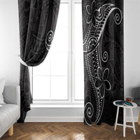 Black White Polynesian Tribal Window Curtain - Polynesian Pride