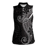 Black White Polynesian Tribal Women Sleeveless Polo Shirt - Polynesian Pride