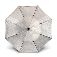 Lotu Tamaiti Tongan Polynesian Art Pattern Umbrella Traditional Tribal Motifs LT9 One Size Folded 11.42 inch Opened Diameter 37.4 inch White - Polynesian Pride