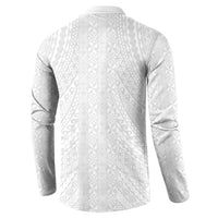 Lotu Tamaiti White Tongan Ngatu Button Sweatshirt Polynesian Tribal Fonulei Pattern - Polynesian Pride