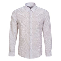 Lotu Tamaiti White Tongan Ngatu Family Matching Off The Shoulder Long Sleeve Dress and Hawaiian Shirt Polynesian Tribal Fonulei Pattern - Polynesian Pride