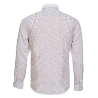 Lotu Tamaiti White Tongan Ngatu Family Matching Off The Shoulder Long Sleeve Dress and Hawaiian Shirt Polynesian Tribal Fonulei Pattern - Polynesian Pride