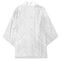 Lotu Tamaiti White Tongan Ngatu Kimono Polynesian Tribal Fonulei Pattern - Polynesian Pride