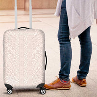 Lotu Tamaiti White Tongan Ngatu Luggage Cover Polynesian Tribal Fonulei Pattern - Polynesian Pride