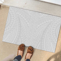 Lotu Tamaiti White Tongan Ngatu Rubber Doormat Polynesian Tribal Fonulei Pattern - Polynesian Pride