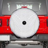 Lotu Tamaiti White Tongan Ngatu Spare Tire Cover Polynesian Tribal Fonulei Pattern - Polynesian Pride