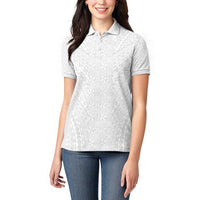 Lotu Tamaiti White Tongan Ngatu Women Polo Shirt Polynesian Tribal Fonulei Pattern - Polynesian Pride