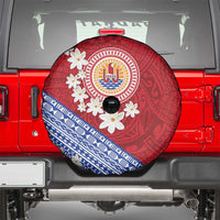 French Polynesia Spare Tire Cover Tahitian Tiare Flowers Tribal