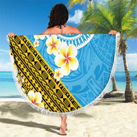 Tuvalu Plumeria Flowers Beach Blanket Polynesian Tribal Pattern