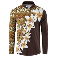 Vintage Hibiscus Turtle Pattern Button Sweatshirt with Plumeria Half Style