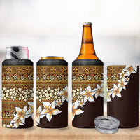 Vintage Hibiscus Turtle Pattern 4 in 1 Can Cooler Tumbler with Plumeria Half Style