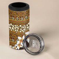 Vintage Hibiscus Turtle Pattern 4 in 1 Can Cooler Tumbler with Plumeria Half Style