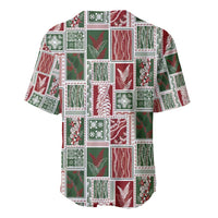Mele Kalikimaka Hawaiian Quilt and Lei Patchwork Baseball Jersey - Polynesian Pride