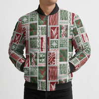 Mele Kalikimaka Hawaiian Quilt and Lei Patchwork Bomber Puffer Jacket - Polynesian Pride