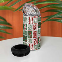 Mele Kalikimaka Hawaiian Quilt and Lei Patchwork 4 in 1 Can Cooler Tumbler - Polynesian Pride