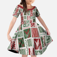Mele Kalikimaka Hawaiian Quilt and Lei Patchwork Family Matching Long Sleeve Bodycon Dress and Hawaiian Shirt - Polynesian Pride
