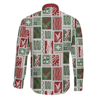 Mele Kalikimaka Hawaiian Quilt and Lei Patchwork Family Matching Off The Shoulder Long Sleeve Dress and Hawaiian Shirt - Polynesian Pride