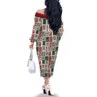 Mele Kalikimaka Hawaiian Quilt and Lei Patchwork Family Matching Off The Shoulder Long Sleeve Dress and Hawaiian Shirt - Polynesian Pride