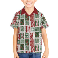 Mele Kalikimaka Hawaiian Quilt and Lei Patchwork Family Matching Off The Shoulder Long Sleeve Dress and Hawaiian Shirt - Polynesian Pride