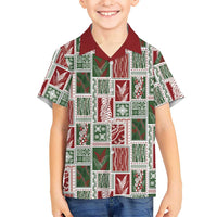 Mele Kalikimaka Hawaiian Quilt and Lei Patchwork Family Matching Off Shoulder Maxi Dress and Hawaiian Shirt - Polynesian Pride