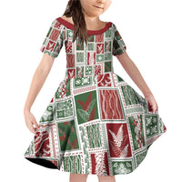 Mele Kalikimaka Hawaiian Quilt and Lei Patchwork Family Matching Off Shoulder Short Dress and Hawaiian Shirt - Polynesian Pride
