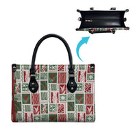 Mele Kalikimaka Hawaiian Quilt and Lei Patchwork Leather Bag - Polynesian Pride
