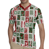 Mele Kalikimaka Hawaiian Quilt and Lei Patchwork Rugby Jersey - Polynesian Pride