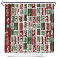 Mele Kalikimaka Hawaiian Quilt and Lei Patchwork Shower Curtain LT9 Red - Polynesian Pride