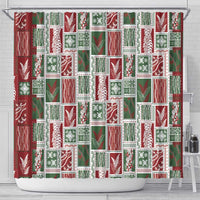 Mele Kalikimaka Hawaiian Quilt and Lei Patchwork Shower Curtain LT9 - Polynesian Pride