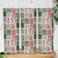 Mele Kalikimaka Hawaiian Quilt and Lei Patchwork Skinny Tumbler - Polynesian Pride