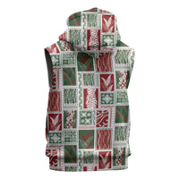 Mele Kalikimaka Hawaiian Quilt and Lei Patchwork Sleeveless Hoodie - Polynesian Pride