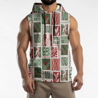 Mele Kalikimaka Hawaiian Quilt and Lei Patchwork Sleeveless Hoodie - Polynesian Pride