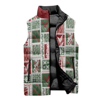 Mele Kalikimaka Hawaiian Quilt and Lei Patchwork Sleeveless Puffer Jacket - Polynesian Pride