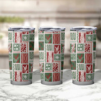 Mele Kalikimaka Hawaiian Quilt and Lei Patchwork Tumbler Cup - Polynesian Pride