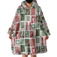 Mele Kalikimaka Hawaiian Quilt and Lei Patchwork Wearable Blanket Hoodie - Polynesian Pride