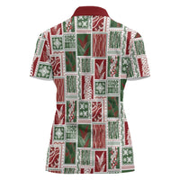 Mele Kalikimaka Hawaiian Quilt and Lei Patchwork Women Polo Shirt LT9 - Polynesian Pride