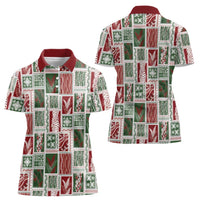 Mele Kalikimaka Hawaiian Quilt and Lei Patchwork Women Polo Shirt LT9 - Polynesian Pride