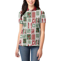 Mele Kalikimaka Hawaiian Quilt and Lei Patchwork Women Polo Shirt LT9 - Polynesian Pride